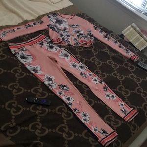 Pink Floral Striped Set